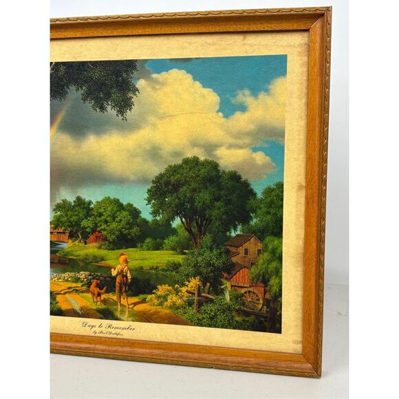 Vintage Days To Remember Paul Detlefsen Mid Century Americana Framed Print 18X14 - Picture 3 of 4